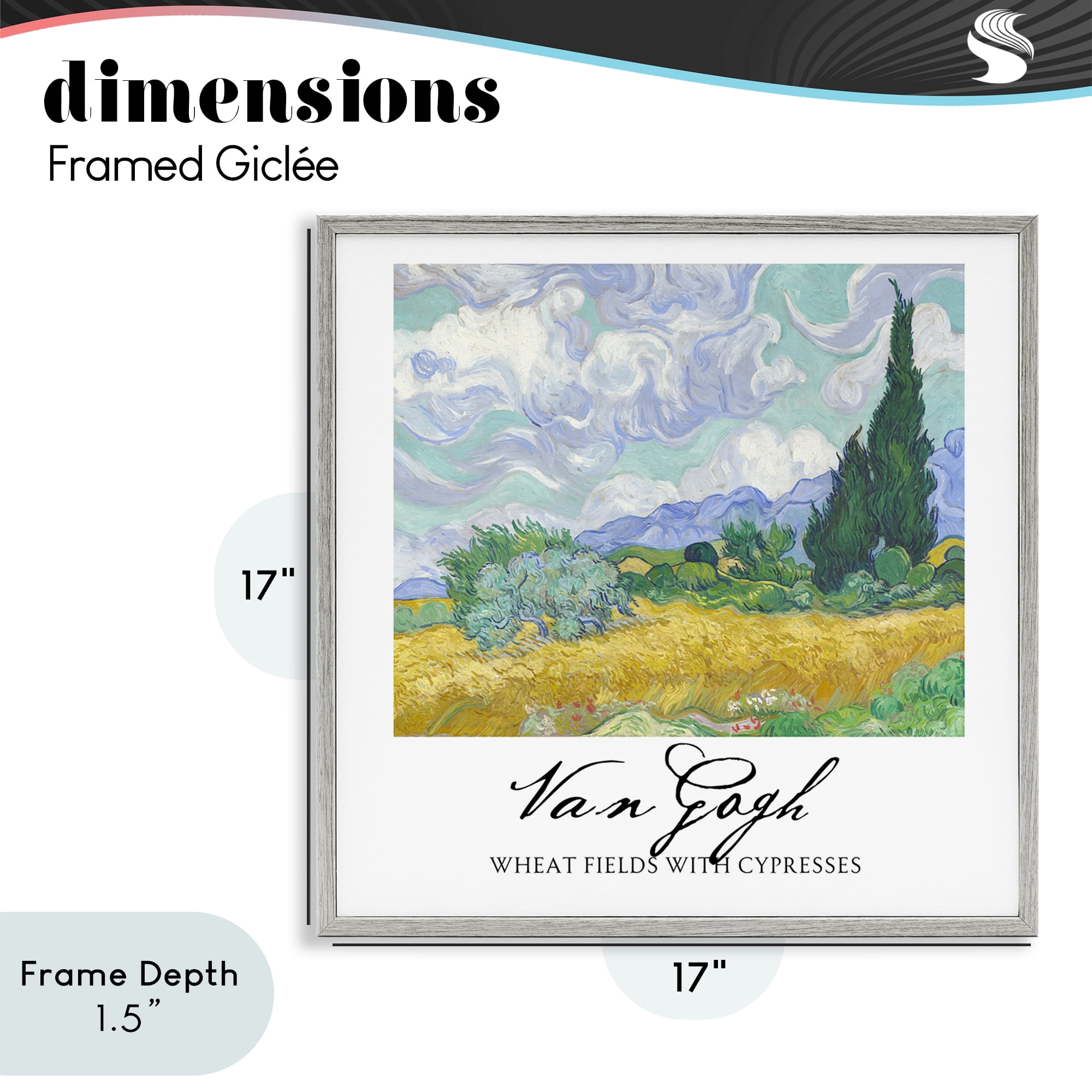 Stupell Industries Van Gogh Wheat Field with Cypresses Gray Framed Giclee Art, design by Vintage Hustle