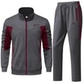thumbnail image 7 of Handshe Men's Solid Color Tracksuit Set, Full-Zip Jacket with Pockets and Elastic Cuffs, Comfortable Sportswear for Gym and Daily Wear, 7 of 7