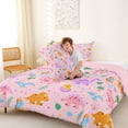 thumbnail image 4 of Metsweet Cartoon Dino Queen Comforter Set 3 Pieces, Cute Jungle Wildlife Comforter Sets Queen, Purple Pink Light Pink,Pink Reversible,1 Comforter and 2 Pillowcases, 4 of 6