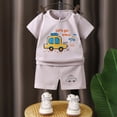 thumbnail image 2 of Gibobby Toddler Boys Summer Toddler Boys Outfits Kids Baby Unisex Spring Print Short Sleeve Sports Tshirt Shorts Outfits Clothes(18-24 Months,Grey), 2 of 4