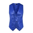 thumbnail image 5 of INSPIRE CHIC Shiny Sequin Vest for Men's V-Neck Party Sleeveless Suit Waistcoat S Blue, 5 of 5