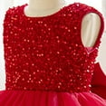 thumbnail image 6 of XXWXYD Sequin Flower Girl Dresses Wedding 𝖱uffles Sleeves Pageant Puffy Tulle Prom Gown Bridesmaid Princess Ball Gown Par𝗍y Dress First Comunion Christening 𝖱uffled Sleeve Flower Girl, 6 of 7