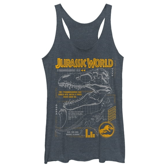 Women's Jurassic World: Fallen Kingdom T.Rex Scary Facts  Racerback Tank Top Navy Blue Heather Medium
