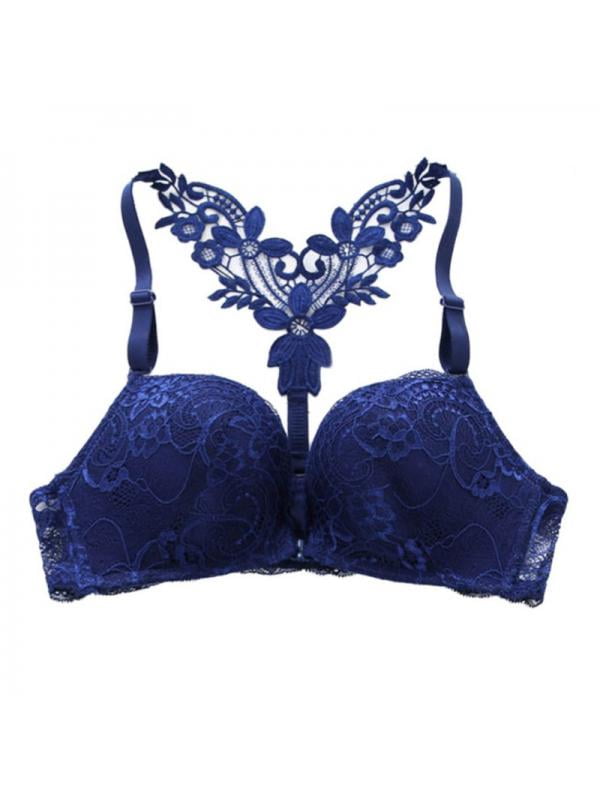 Funcee - Women's One Piece Lace Push Up Front Closure Smooth Wirefree Bras Beautiful Back