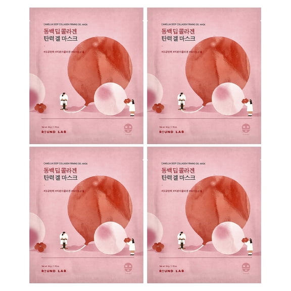 Round Lab Camellia Deep Collagen Firm Gel Beauty Mask, 4 Pack, 1.19 oz (34 g)