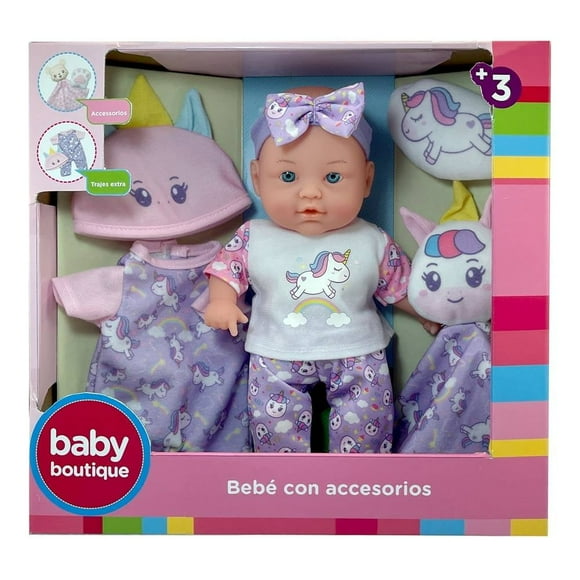Muñeco Baby Boutique Bebé Blando Morado