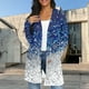 thumbnail image 1 of Cárdigan informal de manga larga con estampado para mujer, blusa holgada e informal de poliéster, 1 of 7