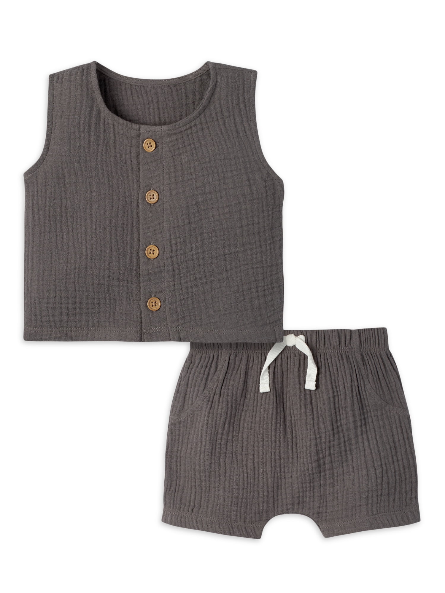 Modern Moments by Gerber Baby Boy Top and Short Outfit Set, 2 Piece, Sizes 0/3 Months-24 Months