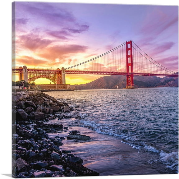 ARTCANVAS Golden Gate Bridge San Francisco Square Canvas Art Print - Size: 18" x 18" (0.75" Deep)