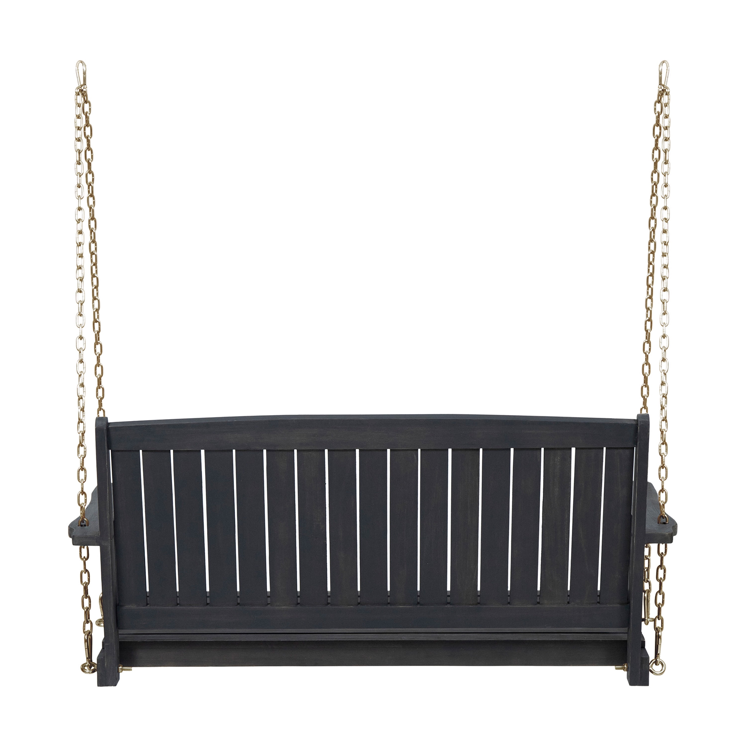 Maximo Outdoor Aacia Wood Porch Swing, Dark Gray