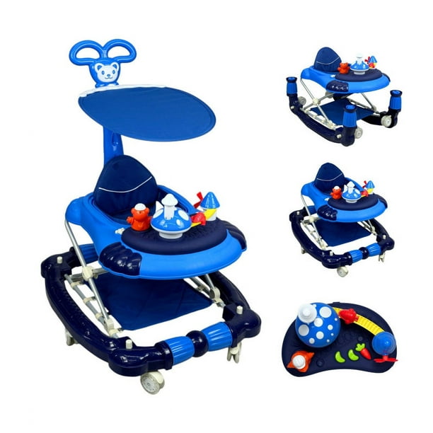 Andadera para Bebés The Baby Shop con Tapete Bastón y Toldo Azul -