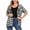Black, variant on Setooff Womens Short Sleeve Tops, Hooded Buffalo Plaid Open Shirt, Pocket Loose Plus Size Blouses Casual Outerwear