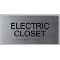 thumbnail image 1 of Electric Closet -Tactile Touch Braille Sign (Aluminum !!, Brush Silver, Size 4x8)- The Sensation line, 1 of 4