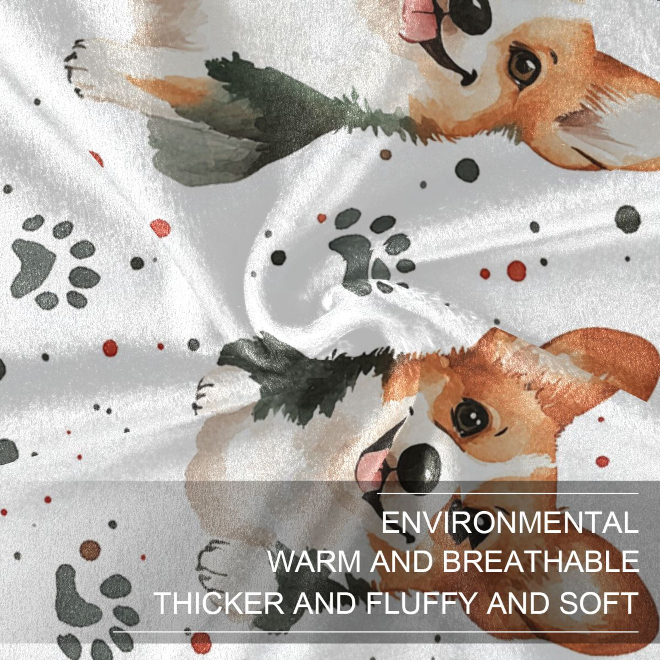 Three Cute Dog Throw Blanket 60" x 90" Soft and Warm Blankets for Couch Sofa and Bed
