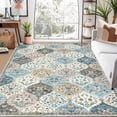 thumbnail image 6 of 5x7 Washable Vintage Floral Trellis Rug, Non-Slip, Low Pile, Non-Shedding for Living Room, Bedroom, Dining Room, Home Decor, Blue/Taupe., 6 of 6
