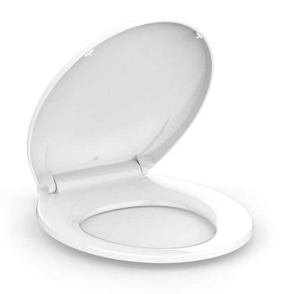 Asiento de Inodoro Redondo 17" – Cierre Suave y Silencioso, Liberación Rápida, Plástico Resistente, Blanco, Fácil Instalación para Baños Públicos