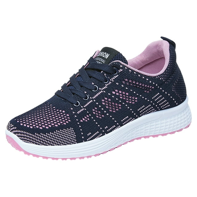 Dsscvnef Espadrilles pour Femmes Mode Été Chaussures de Sport Respirantes Dessus en Maille Non Plat Confortables à Lacets Design Décontracté
