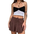 thumbnail image 2 of Gupgi Women Halter Crochet Tops, Sleeveless Knit Tank Tops Contrast Color Slim Fit Ruched Vest, 2 of 5