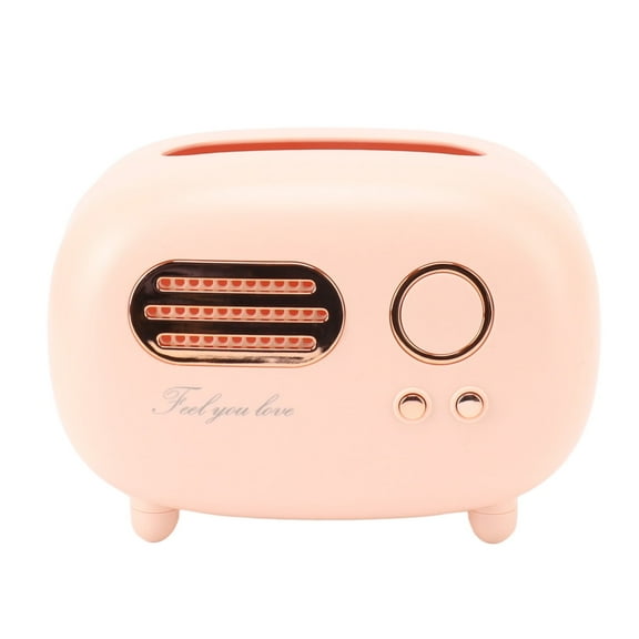 Retro Radio Shape Tissue Cover Box, Creative Vintage Radio Tissue Box for Bathroom Living Room Bedroom Nightstand Desk Table Pink