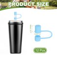 thumbnail image 2 of Silicone Straw Covers Cap, Drinking Straw Toppers with Handle Dust-Proof Fit for Water Bottle 30-40 oz Tumbler Light Blue, 2 of 5