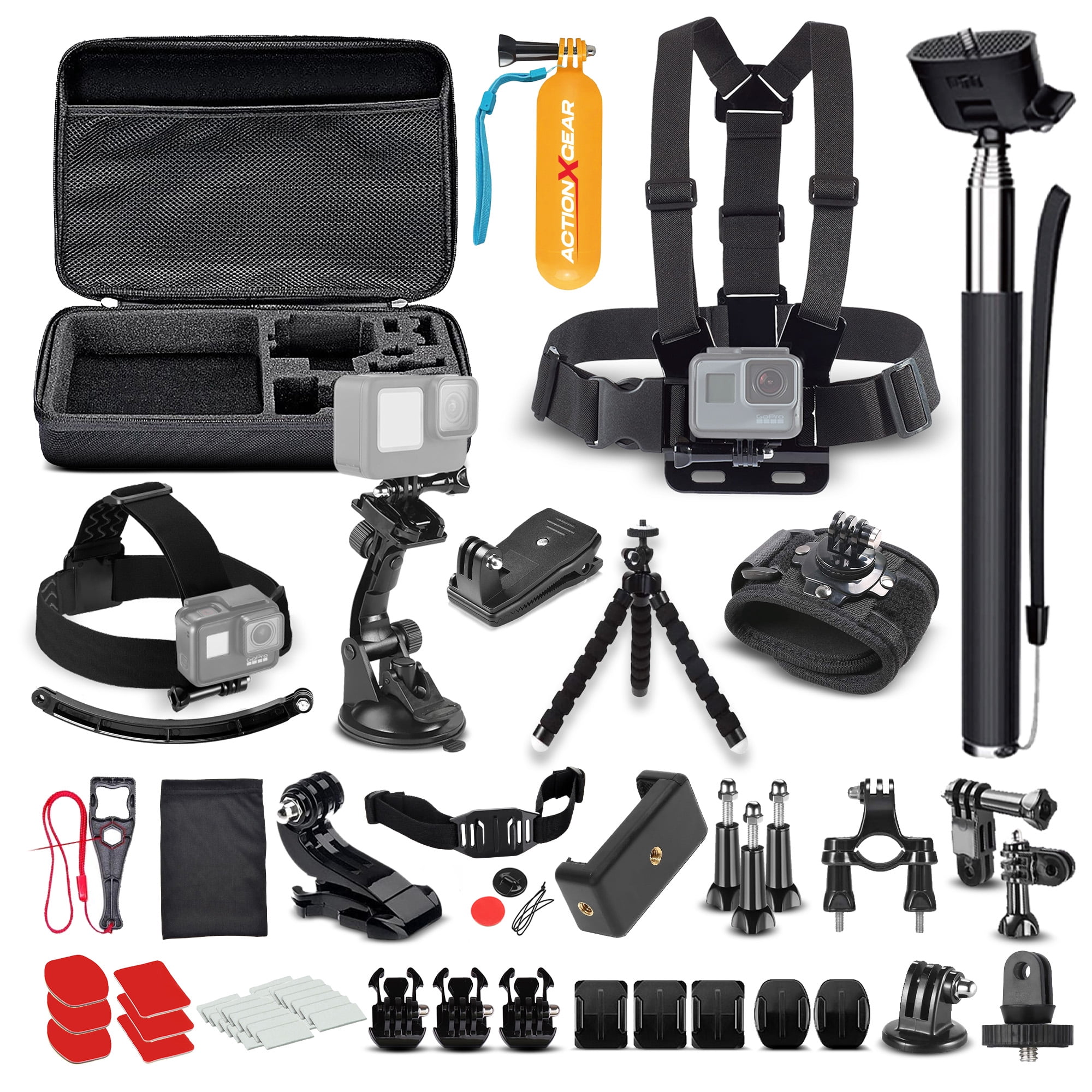ActionXGear 120-in-1 Action Camera Accessories Kit | Compatible with GoPro HERO 13-7, MAX, Fusion, DJI Osmo Action, Insta360, AKASO | Head Strap, Chest Mount, Selfie Stick, Suction Cup, Carrying Case