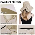 thumbnail image 5 of Womens Sun Hat Rollable UPF 50+ Wide Brim and Ponytail Hole, Hiking Safari Gardening Hat with Neck Flap, Beige, 5 of 8