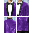 thumbnail image 6 of Unique Bargains Men's Sequin Sport Coats Shawl Lapel One Button Wedding Shiny Blazer XL Purple, 6 of 6