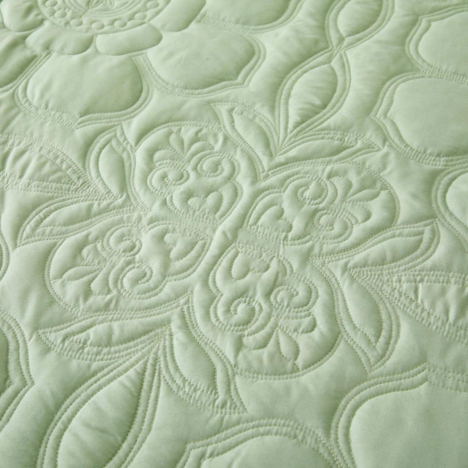 Evenhug 3 Piece King Size Quilt Set Lightweight Reversible Bedspread Coverlets for All Seasons, Green