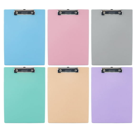 BAZIC Standard Plastic Clipboards w/ Low Profile Clip, Assorted Pastel Color, 6-Pack
