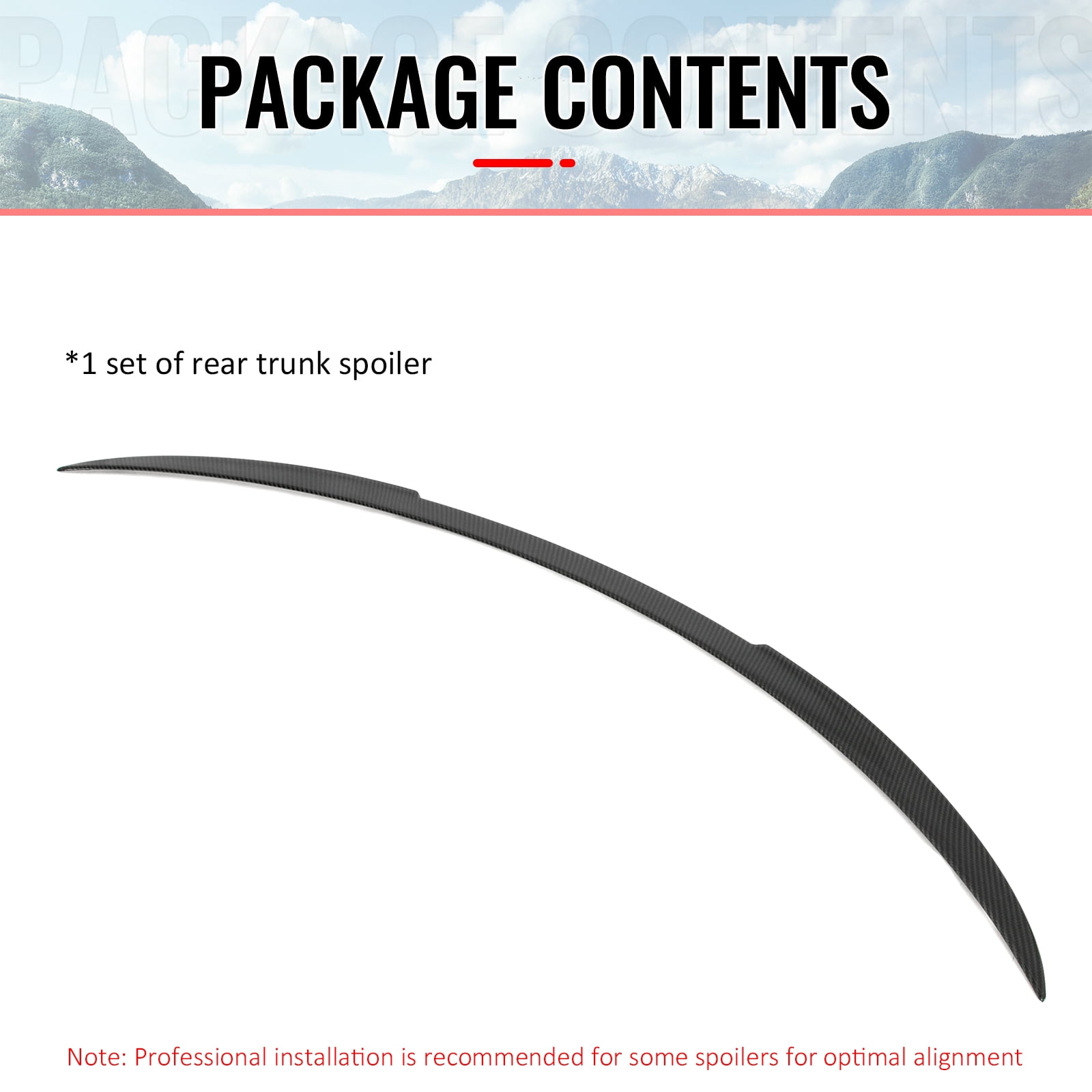 Ikon Motorsports Trunk Spoiler Fits 2026 Tesla Model Y Juniper, V Style Carbon Fiber Print ABS Plastic Add-on Rear Trunk Lid Spoiler Wing Lip