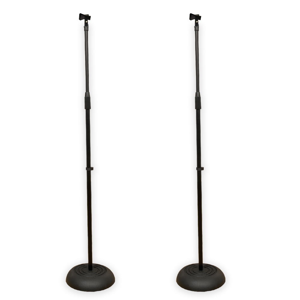 Podium Pro MS1 Adjustable Steel Microphone Stands with Clamp Mic Clips