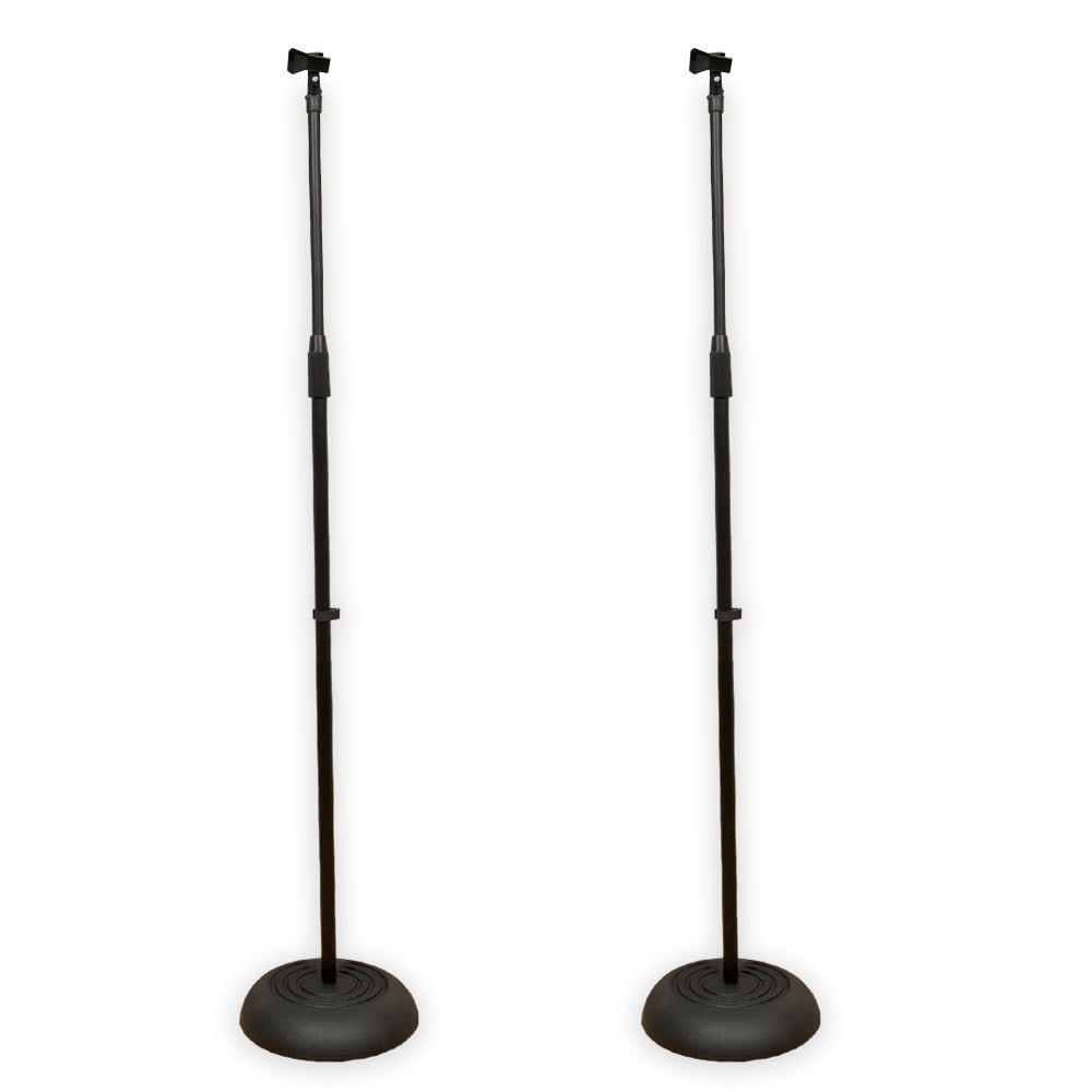 Podium Pro MS1 Adjustable Steel Microphone Stands with Clamp Mic Clips