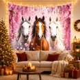 thumbnail image 3 of Three Horses in Pink Cherry Blossoms, Dreamy Japanese Inspired for Horse Lovers, Wildlife Art Wall Decor, Housewarming Gift, Tapestry Wall Hanging for Bedroom and Living Room, 3 of 7