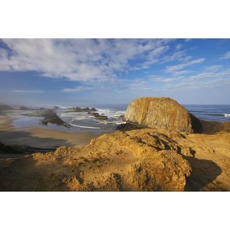 Clouds Over Seal Rock In Seal Rock State Recreation Site Oregon United States of America Stretched Canvas - Craig Tuttle  Design Pics (19 x