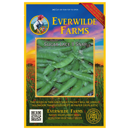 - Everwilde Farms - 150 Sugar Lace II Snap Pea Seeds - Gold Vault Jumbo Bulk Seed Packet