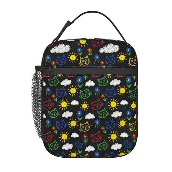 Cat Insulated Lunch Bag Cute Cats Reusable Lunch Box Containers Animal Reusable Soft Meal Tote Bag Kit Lunchbox For Women Men Work Travel Office Picnic