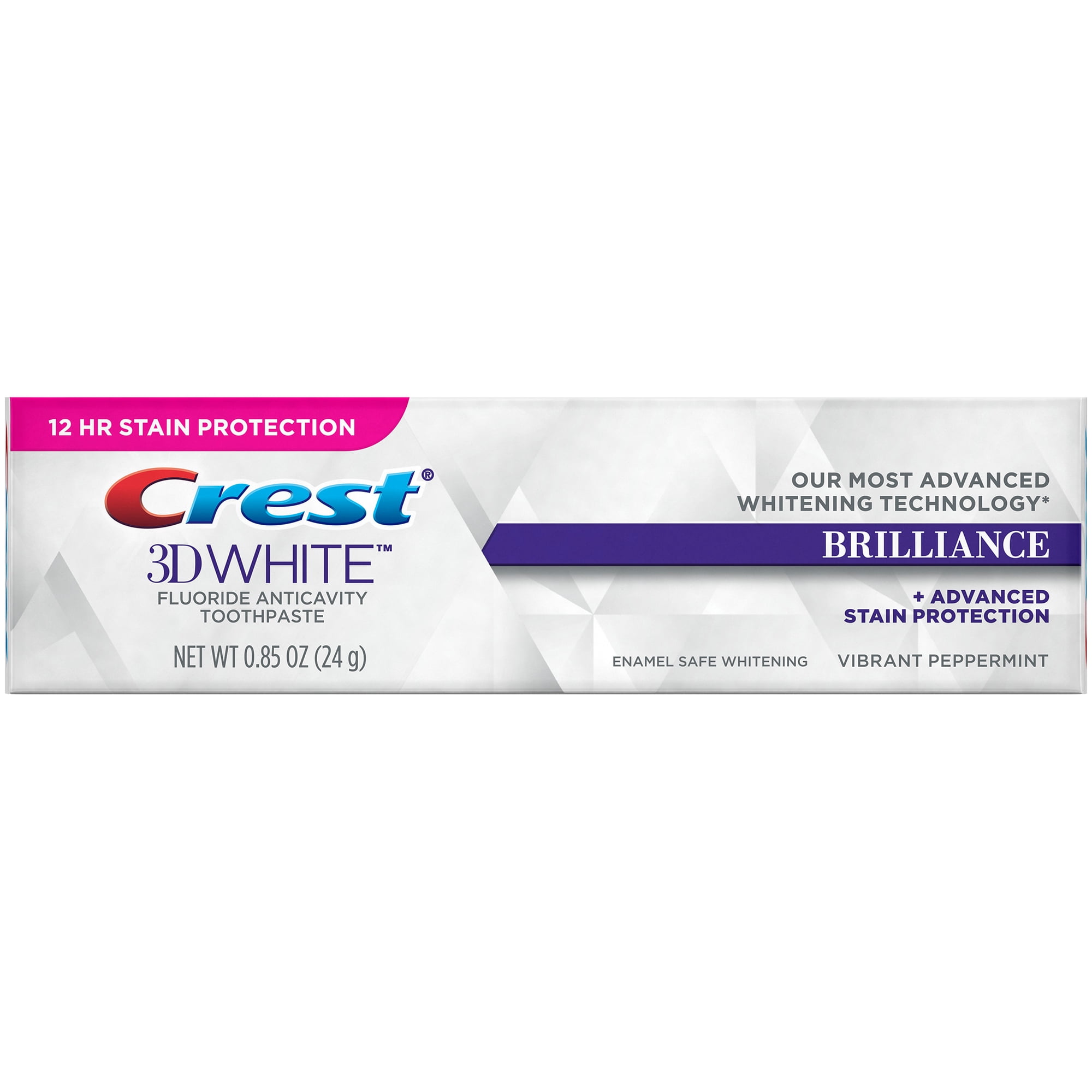 Crest 3D White Fluoride Anticavity Toothpaste 0.85 oz - (Pack of 2)