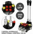 thumbnail image 2 of Hydraulic Flow Control Valve 2 Spool 13 GPM SAE Ports Adjustable Relief Lever Handle Double Acting Parallel Center Tractor Loader W/ Joystick for Small Tractors/Tanks Loaders Log Splitters 3600 PSI, 2 of 9