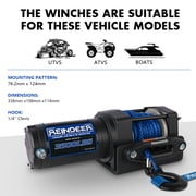3500lbs Electric Winch 12V Winch ATV Winch Kit UTV Synthetic Rope Winch Wireless Remote Control