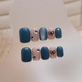 thumbnail image 4 of Pinzas para uñas de color sólido, lindas pinzas para uñas con nudo de lazo, uñas postizas con diamantes brillantes, 24 unidades, 1 ml, 4 of 4