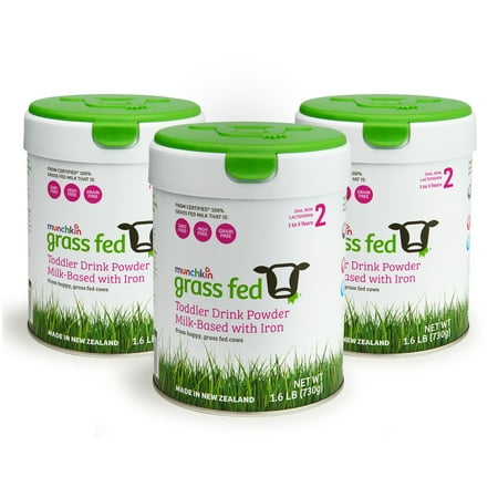 Munchkin Grass Fed GMO-Free Powder Toddler Formula, 25.6 oz Canister (3)