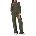 thumbnail image 4 of Conjuntos de Salón para Mujer, Conjuntos de 2 Piezas para Otoño, Pantalones Anchos, Conjuntos A Juego, Ropa de Mujer Verde M, 4 of 8