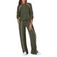 thumbnail image 4 of Conjuntos de Salón para Mujer, Conjuntos de 2 Piezas para Otoño, Pantalones Anchos, Conjuntos A Juego, Ropa de Mujer Verde M, 4 of 8