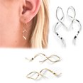 thumbnail image 3 of Xiao Hua Pendientes de línea geométrica irregular, colgantes, hechos a mano, con diseño minimalista, curvado y retorcido, de plata., 3 of 4