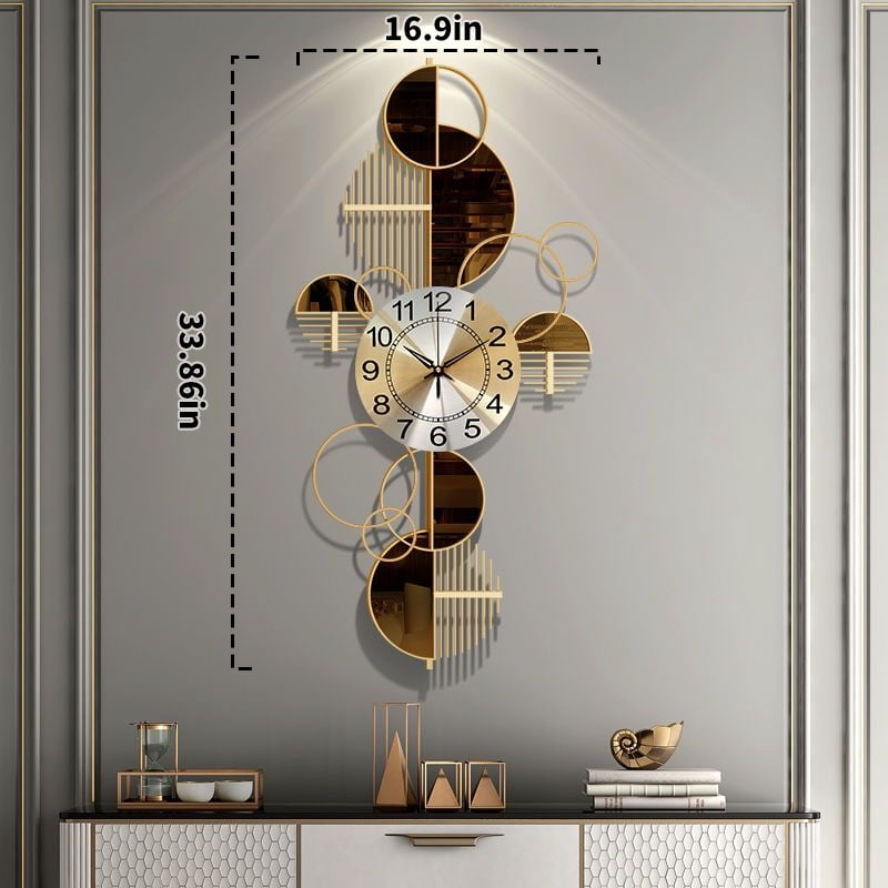 Large Wall Clock Decorative Modern Analog Wall Clock Oversized Round with Display, Battery Operated, Farmhouse Decor, 17 x 33.5 inch