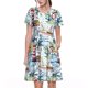thumbnail image 1 of Balery Watercolor Sailboat Vestidos sueltos de manga corta para mujer, vestidos de verano 2025, vestidos casuales de corte A con vuelo., 1 of 6