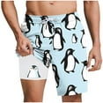 thumbnail image 2 of Mens Shorts Elastic Waist Drawstring Casual Print Shorts Pockets Beach Shorts Light Blue L, 2 of 6