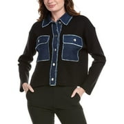 Nanette Nanette Lepore womens Denim-Trim Jacket, l, Black