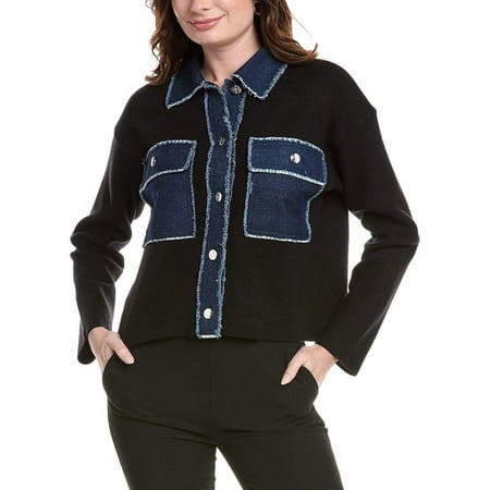 Nanette Nanette Lepore womens Denim-Trim Jacket, xs, Black
