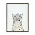thumbnail image 3 of Kate and Laurel Sylvie Snow Leopard Portrait Framed Canvas Wall Art by Amy Peterson Art Studio, 18x24 Gray, Modern Jungle Animal Portrait Art for Wall, 3 of 7